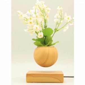 square wooden base magnetic levitating floating air bonsai flower pot planters PA-0707